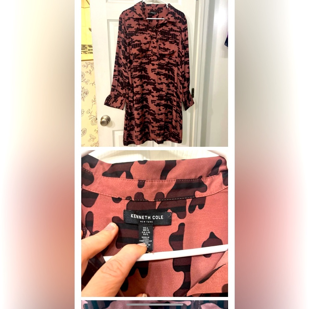 Kenneth Cole Pink and Black Patterned Dress